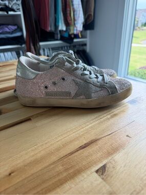 Golden Goose Superstar Sneakers In Glittery Light Pink